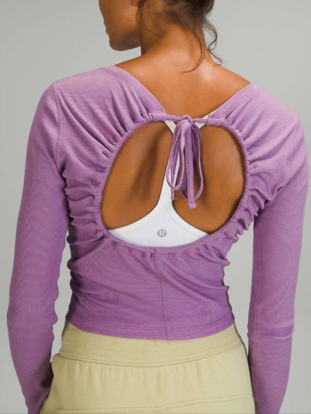 Lululemon Open Back Ribbed Long Sleeve Shirt – Wisteria Purple – Size 6